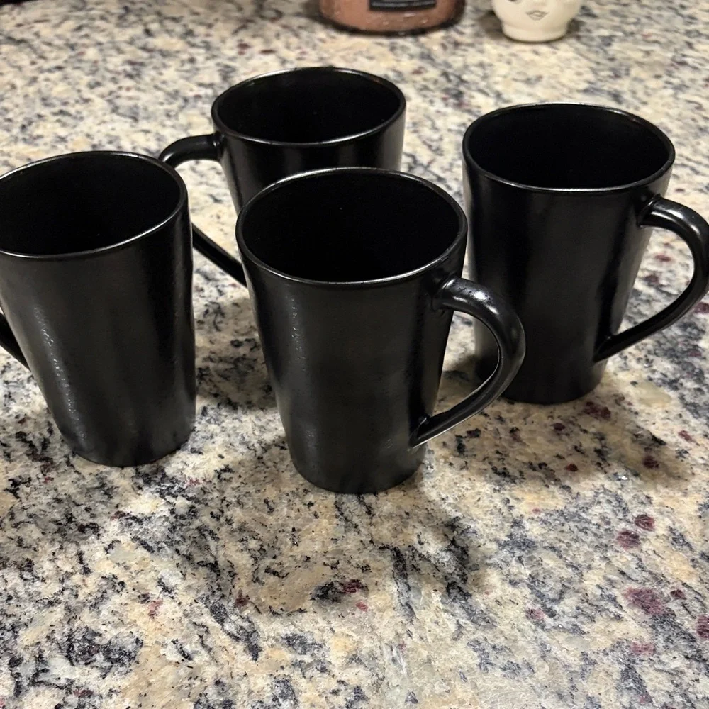Marin Matte Black Stoneware Crate & Barrel mugs 4